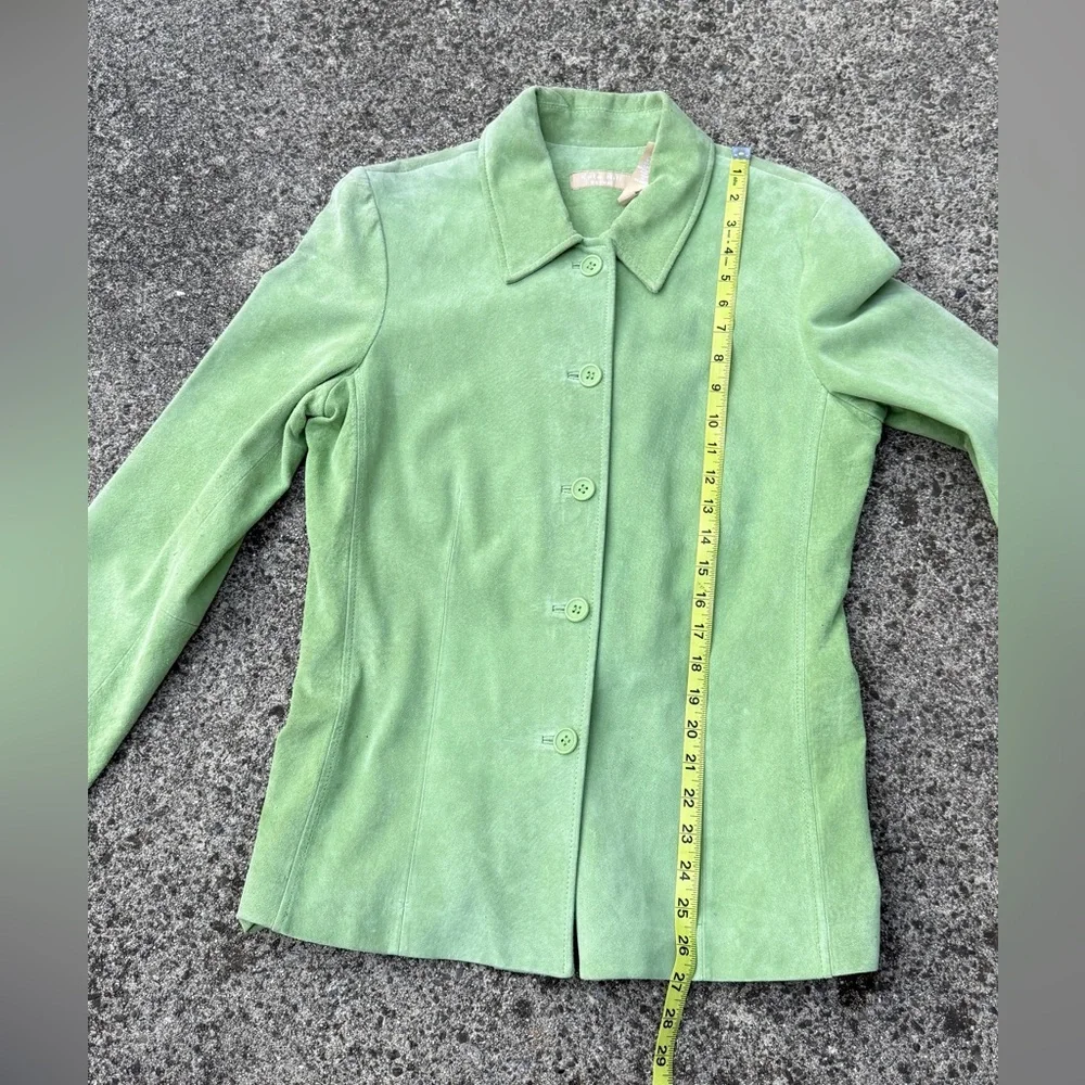 Kate Hill Green Suede Leather Jacket | Genuine Leather | Size S/M